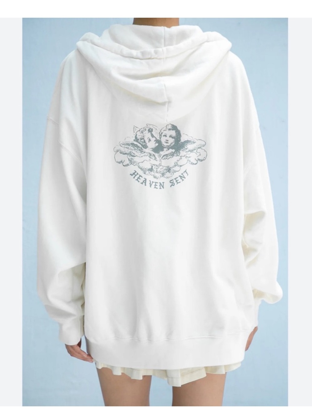 Brandy Melville White 'Heaven Sent' Angel Graphic Hoodie